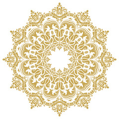 Elegant vintage ornament in classic style. Abstract traditional golden round pattern with oriental elements. Classic vintage pattern