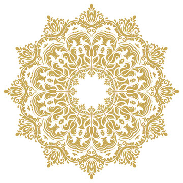Elegant vintage ornament in classic style. Abstract traditional golden round pattern with oriental elements. Classic vintage pattern