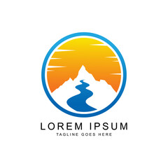 mountain with  sunset landscape logo template
