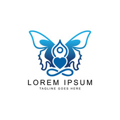 sea water with sunset landscape logo template