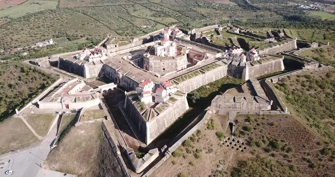 Panoramic landscape of fortress of Nossa Senhora da Graca in Elvas, Portugal