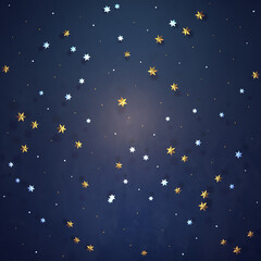 3d render six-pointed golden stars at night.