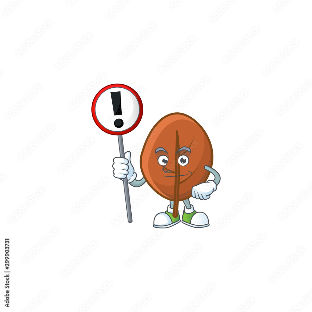 Poster brown autumn leaves isolated with sign warning mascot