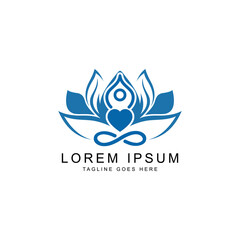 creative yoga person with a flower aroma logo template