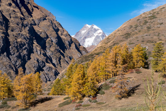 Aiguilles de Trelatete in Mont Blanc Massif from the way to Piccolo San Bernardo pass (col du Petit-Saint-Bernard), Aosta Valley, Italy