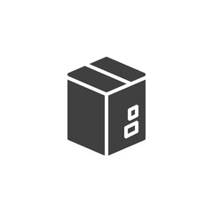 Cardboard box, package vector icon. filled flat sign for mobile concept and web design. Packaging box glyph icon. Symbol, logo illustration. Vector graphics