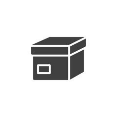 Closed carton box vector icon. Cover cardboard package filled flat sign for mobile concept and web design. Shipping box glyph icon. Symbol, logo illustration. Vector graphics