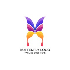 Obraz premium Butterfly Full Color Design concept Illustration Vector Template. this logo symbolize, some thing beautiful, soft, calm, nature, metamorphosis, graceful, and elegant.