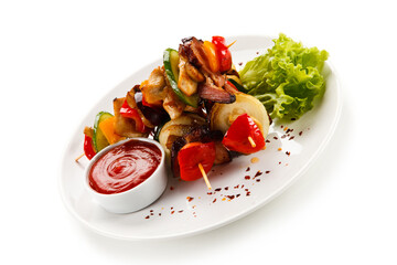 Shashliks - Grilled meat and vegetables