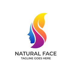 Natural Face Design Colorful concept Illustration Vector Template.