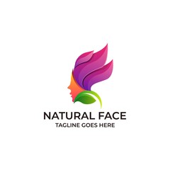 Natural Face Design Colorful concept Illustration Vector Template.