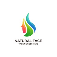 Natural Face Design Colorful concept Illustration Vector Template.