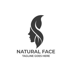 Natural Face Design silhouette concept Illustration Vector Template.