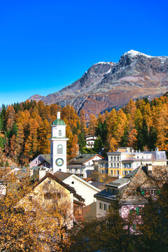 Sils maria village in the Engadine valley near Sankt Moritz Sxizzera