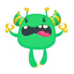 Funny cartoon monster. Vector illustration of excited monster character