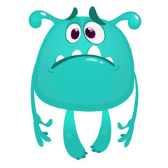 Funny cartoon monster. Vector illustration of excited monster character