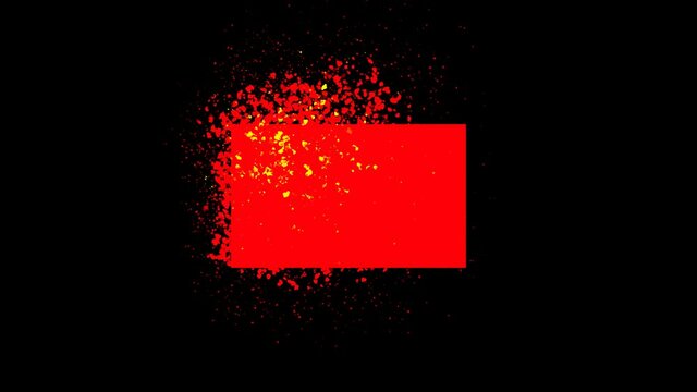Animation of China   flag appearing  on black background. The flag  of  China is formed  from small particles
