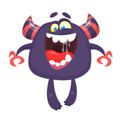 Funny cartoon monster. Vector illustration of excited monster character