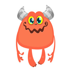 Funny cartoon monster. Vector illustration of excited monster character
