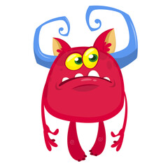 Funny cartoon monster. Vector illustration of excited monster character