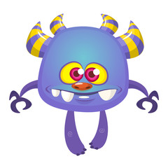 Funny cartoon monster. Vector illustration of excited monster character