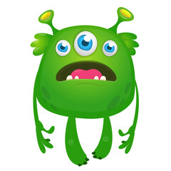 Funny cartoon monster. Vector illustration of excited monster character