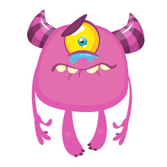 Funny cartoon monster. Vector illustration of excited monster character
