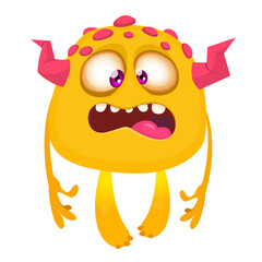 Funny cartoon monster. Vector illustration of excited monster character