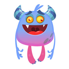 Naklejka premium Funny cartoon monster. Vector illustration of excited monster character