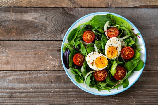Salad With Boiled Egg And Vegetables