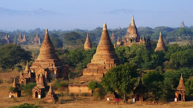 The Temples of Bagan at sunrise, Bagan, Myanmar 