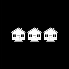 3 houses icon isolated on black background