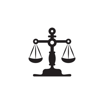 Justice law icon logo design with using scale illustration