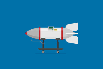 Vector illustration icon in flat style design. Rocket bomb