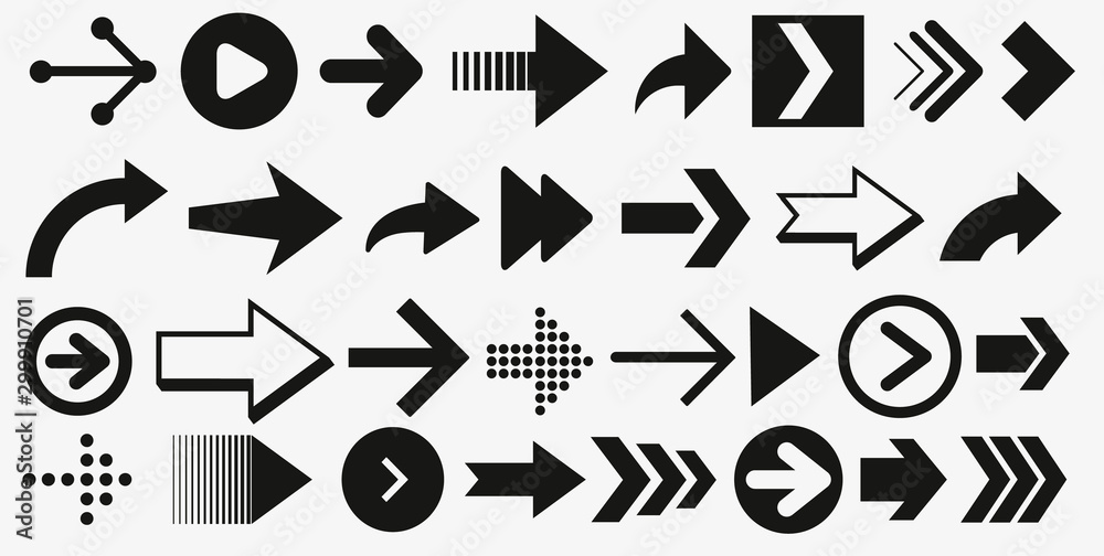 Poster Set of black vector arrows. Arrows icon. Arrow vector icon. Arrows vector collection