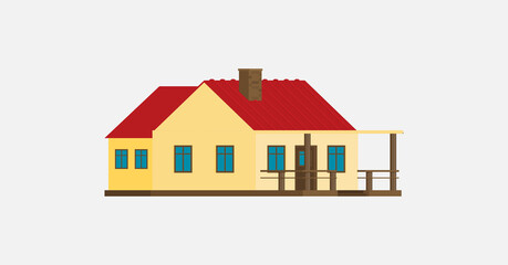 Family home in flat style. Vector illustration.