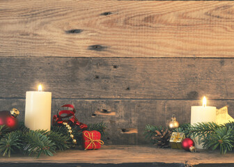 Two Advent candles with decoration