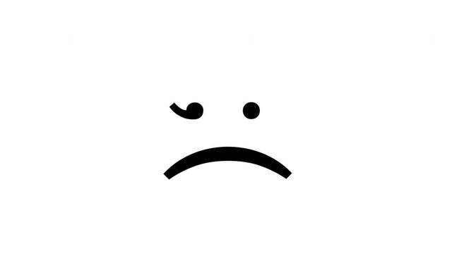 User types winky frowny plain text emoticon. Extremely unhappy customer concept.