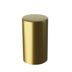 Golden cylinder isolated on white background. Design element of 3d gold color. Vector illustration