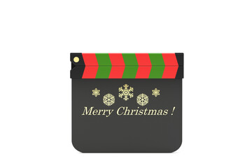Naklejka premium カチンコを使ったクリスマスメッセージのフレームの3Dイラスト