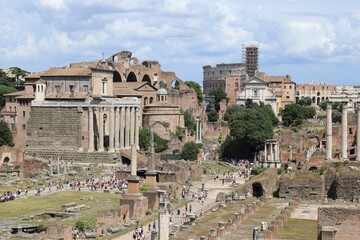 Fototapeta na wymiar View of the Roman Forum in Rome