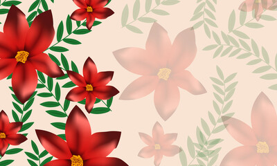 Set of flowers and leaves background