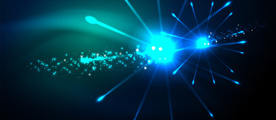 Fireworks dark night background for celebration design. Blue abstract background. Birthday party. Festive art background. Space background. Night party. Christmas eve.