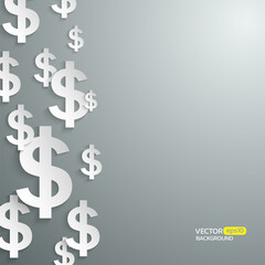 White dollars symbol on grey background. Eps 10 vector file