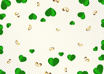 Bright paper hearts and bows on a background of gradient dots, love, celebration, Valentine's Day.
