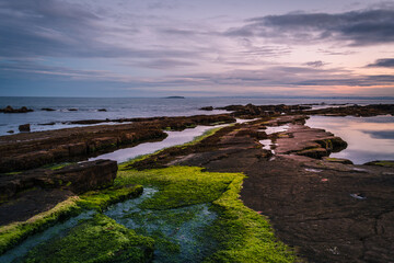 Sunset at the rocky beach of Crail, Scotland, United Kingdom