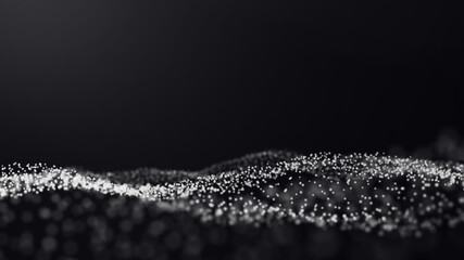 Abstract 3d rendering futuristic dots. computer geometric digital connection structure. Futuristic black abstract grid. Plexus with particles. Intelligence artificial