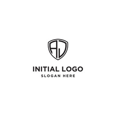 logo design inspiration for companies from the initial letters of the AJ shield logo icon. -Vector