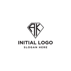 logo design inspiration for companies from the initial letters of the AK diamond logo icon. -Vector