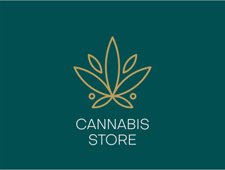 Cannabis logo or icon design in line art style. Vector